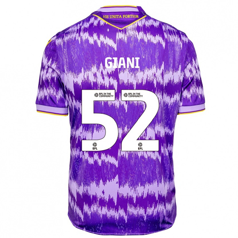 Danxen Uomo Maglia Laurence Giani #52 Viola Giallo Kit Gara Away 2025/26 Maglietta