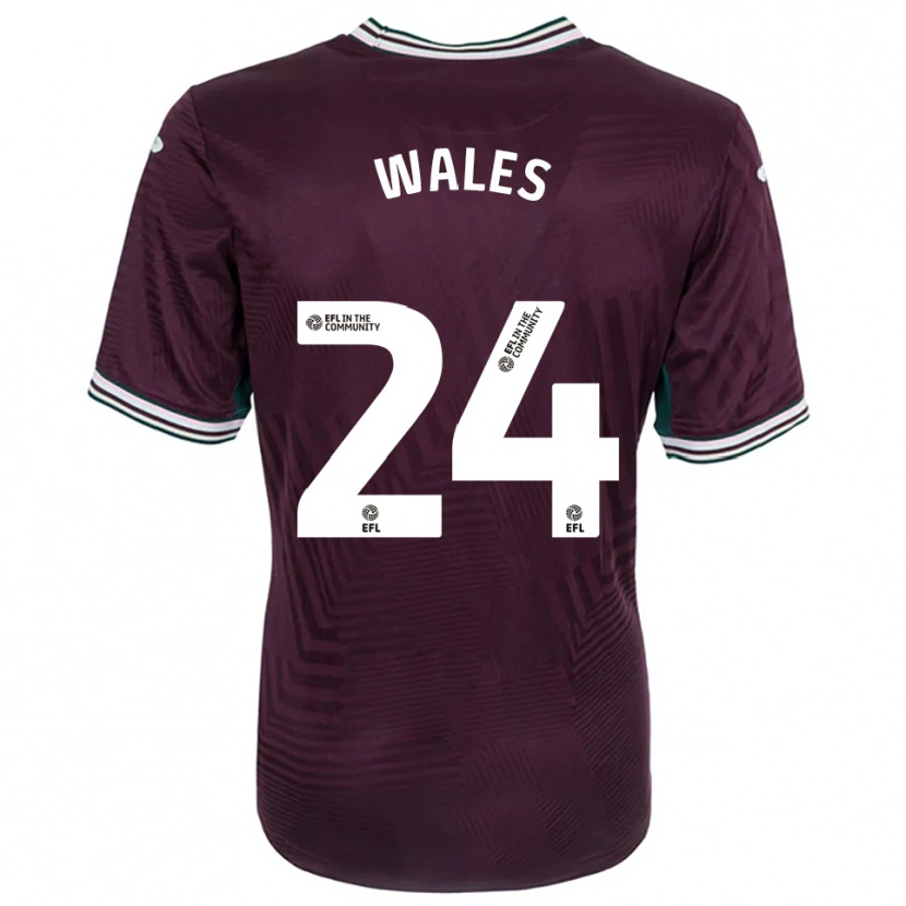 Danxen Uomo Maglia Bobby Wales #24 Rosso Ruggine Bianco Kit Gara Away 2025/26 Maglietta