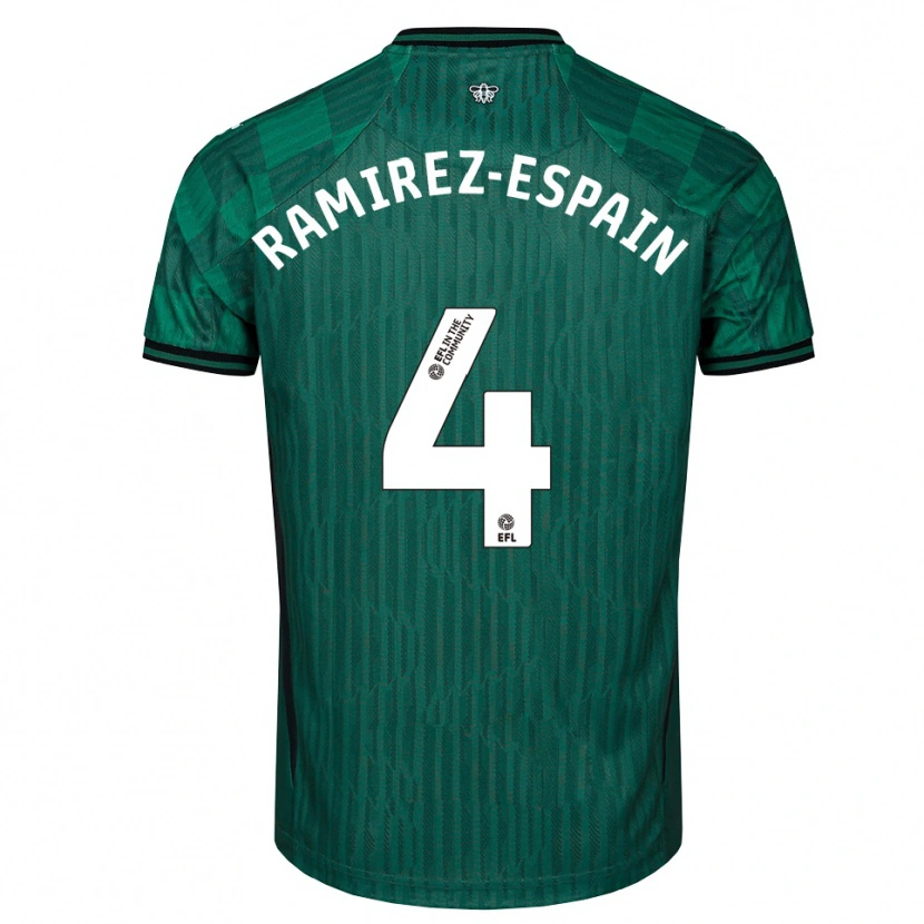 Danxen Uomo Maglia Leo Ramirez-Espain #4 Verde Nero Kit Gara Away 2025/26 Maglietta