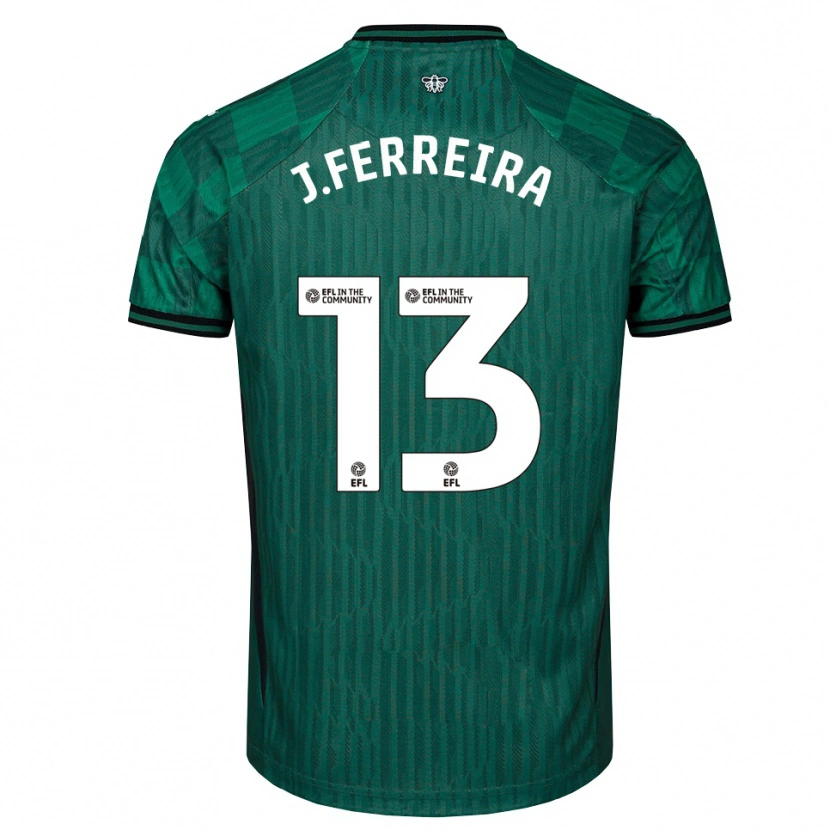 Danxen Uomo Maglia João Ferreira #13 Verde Nero Kit Gara Away 2025/26 Maglietta