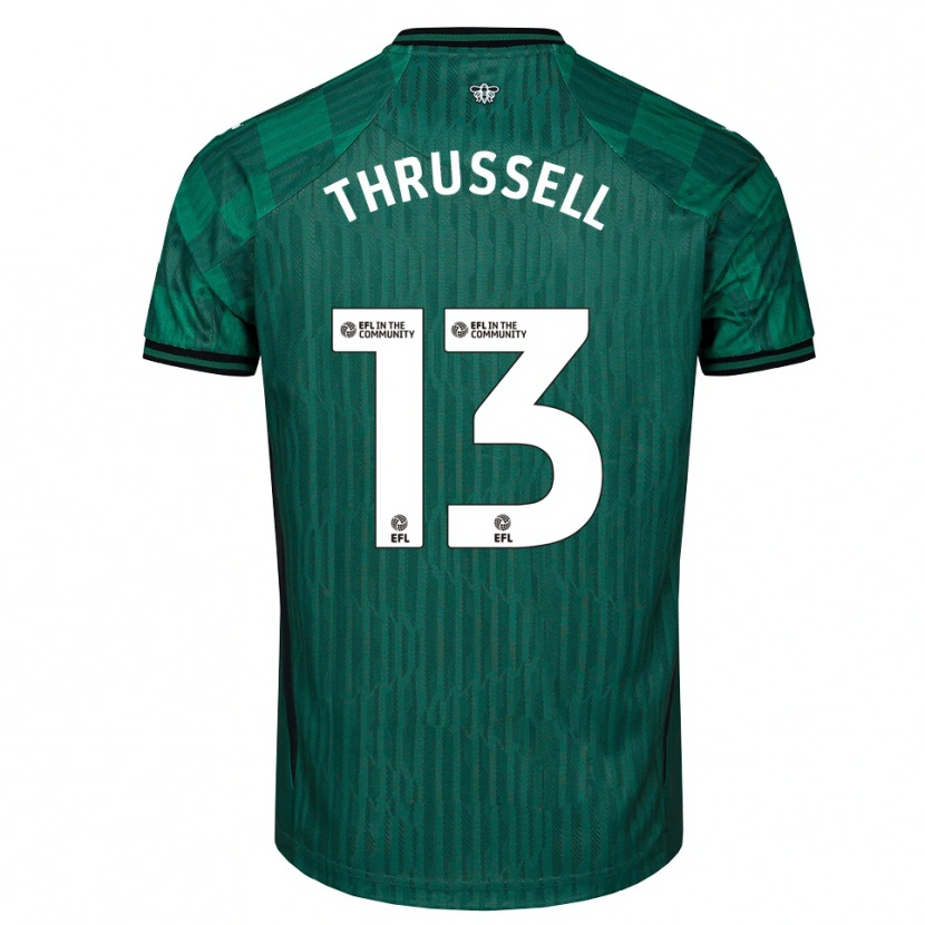 Danxen Uomo Maglia Sebastian Thrussell #13 Verde Nero Kit Gara Away 2025/26 Maglietta