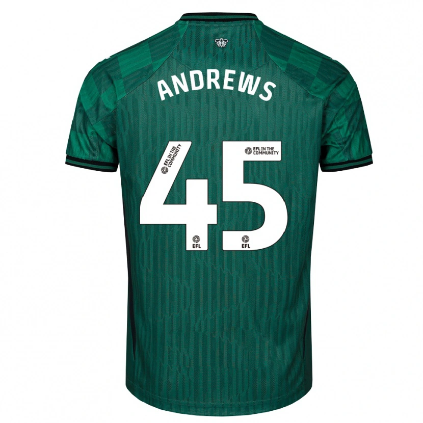 Danxen Uomo Maglia Ryan Andrews #45 Verde Nero Kit Gara Away 2025/26 Maglietta