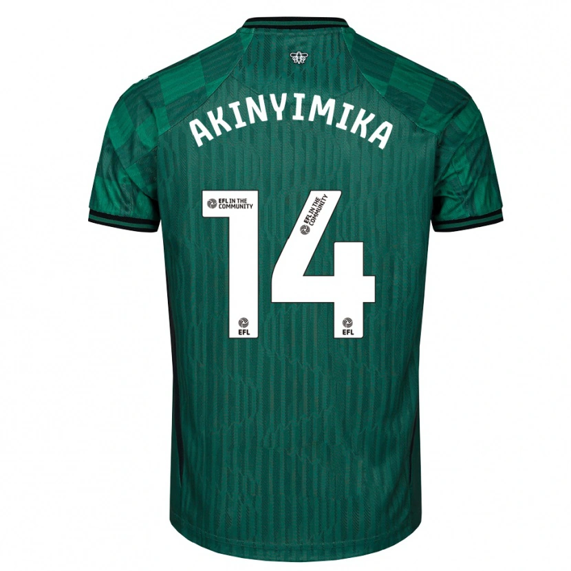 Danxen Uomo Maglia Tobi Akinyimika #14 Verde Nero Kit Gara Away 2025/26 Maglietta