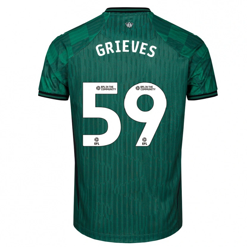 Danxen Uomo Maglia Jack Grieves #59 Verde Nero Kit Gara Away 2025/26 Maglietta