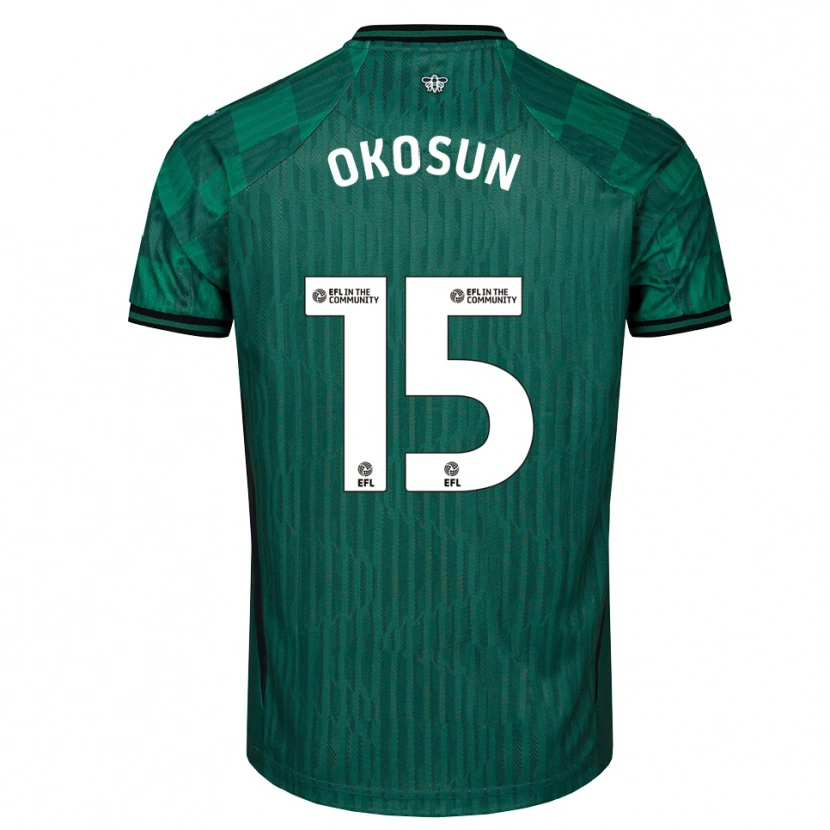 Danxen Uomo Maglia Nickson Okosun #15 Verde Nero Kit Gara Away 2025/26 Maglietta