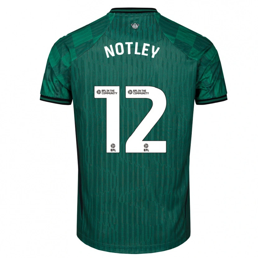 Danxen Uomo Maglia Tyler Notley #12 Verde Nero Kit Gara Away 2025/26 Maglietta