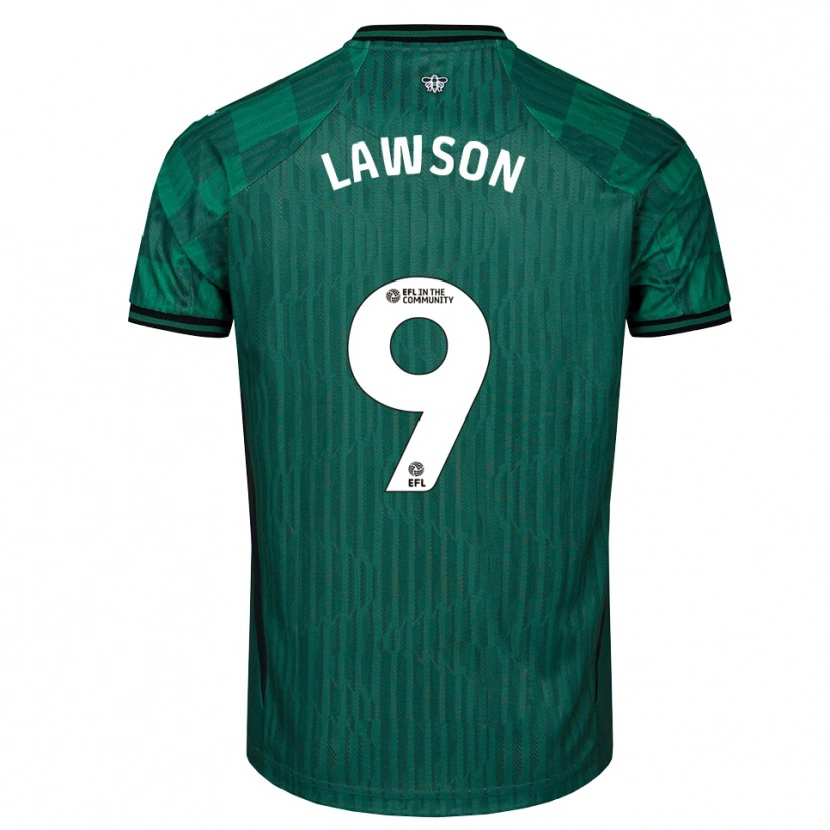 Danxen Uomo Maglia Jonathan Lawson #9 Verde Nero Kit Gara Away 2025/26 Maglietta