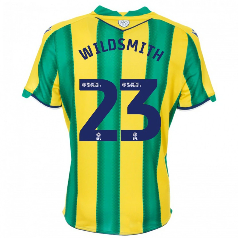 Danxen Uomo Maglia Joe Wildsmith #23 Giallo Verde Kit Gara Away 2025/26 Maglietta