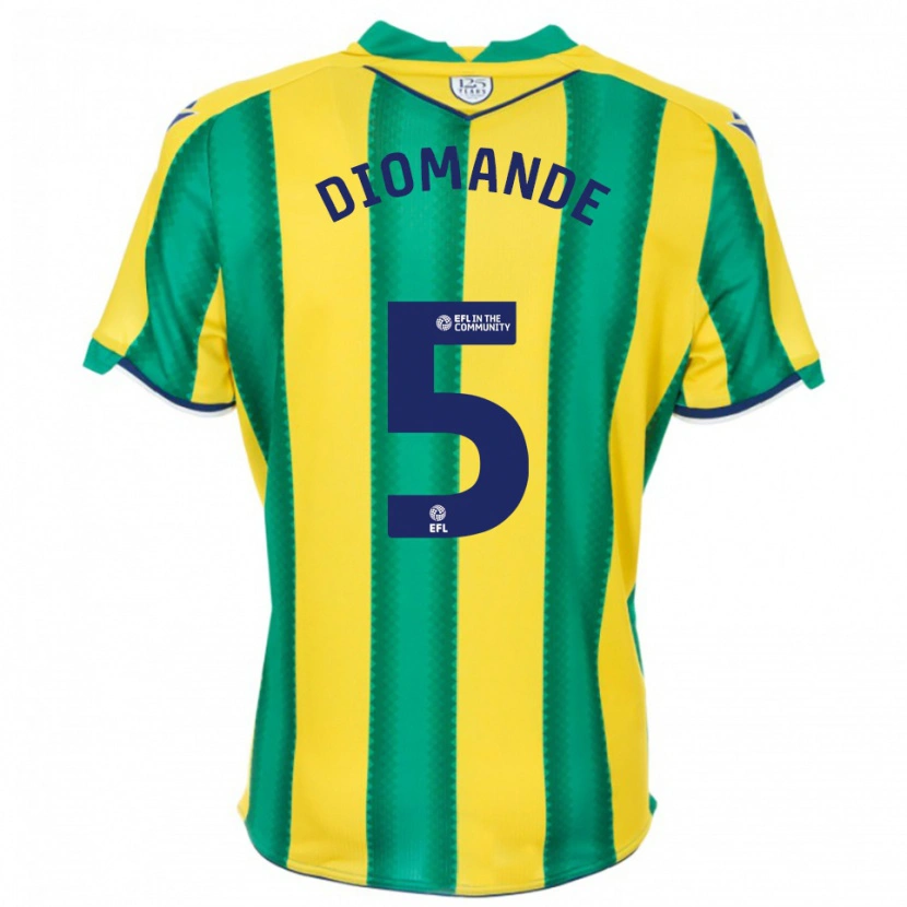 Danxen Uomo Maglia Muhamed Diomande #5 Giallo Verde Kit Gara Away 2025/26 Maglietta