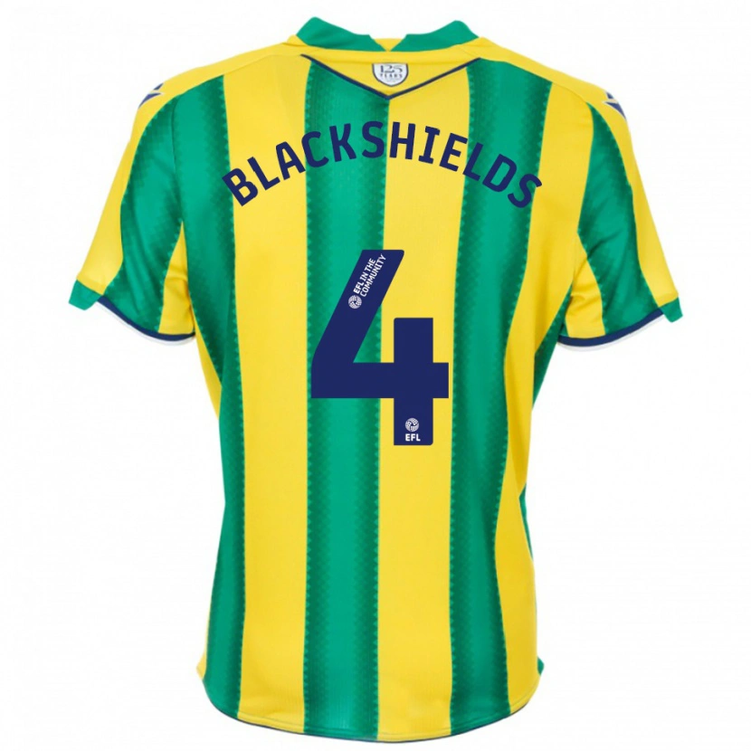 Danxen Uomo Maglia Charlie Blackshields #4 Giallo Verde Kit Gara Away 2025/26 Maglietta