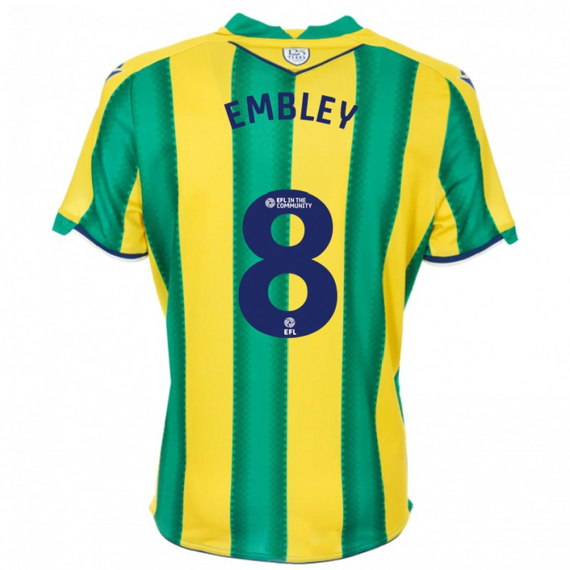 Danxen Uomo Maglia Rosie Embley #8 Giallo Verde Kit Gara Away 2025/26 Maglietta