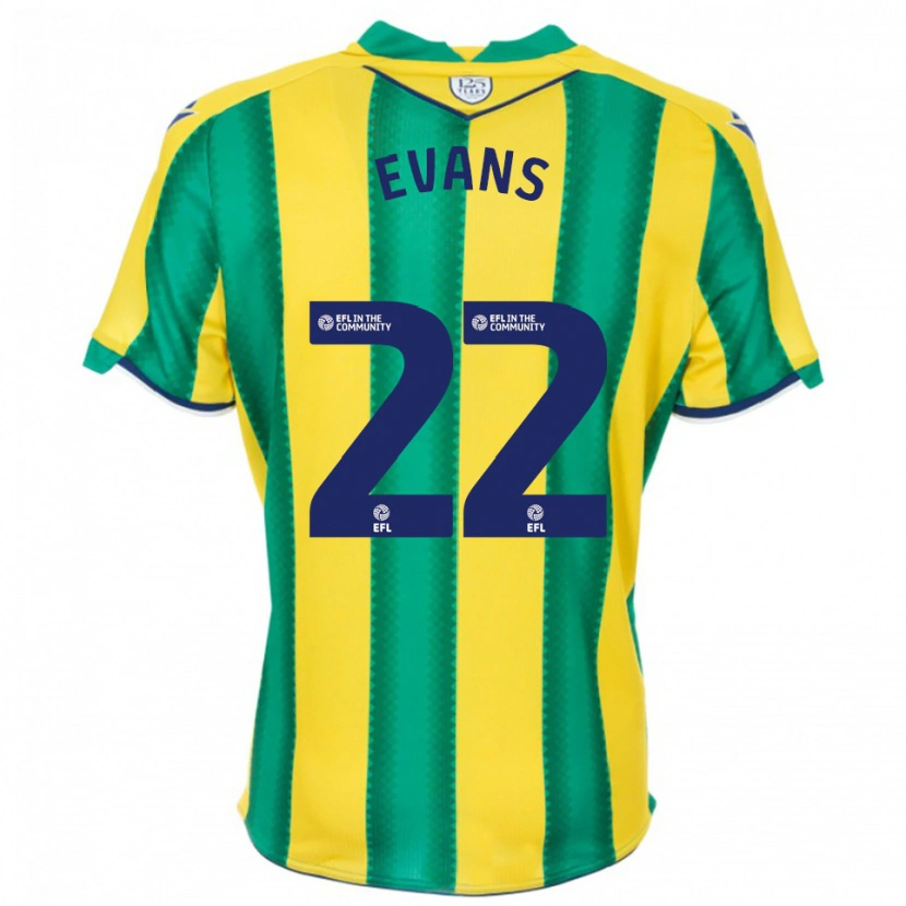 Danxen Uomo Maglia Kate Evans #22 Giallo Verde Kit Gara Away 2025/26 Maglietta