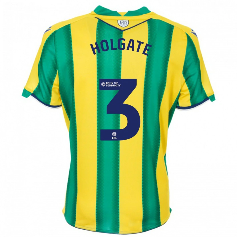 Danxen Uomo Maglia Mason Holgate #3 Giallo Verde Kit Gara Away 2025/26 Maglietta