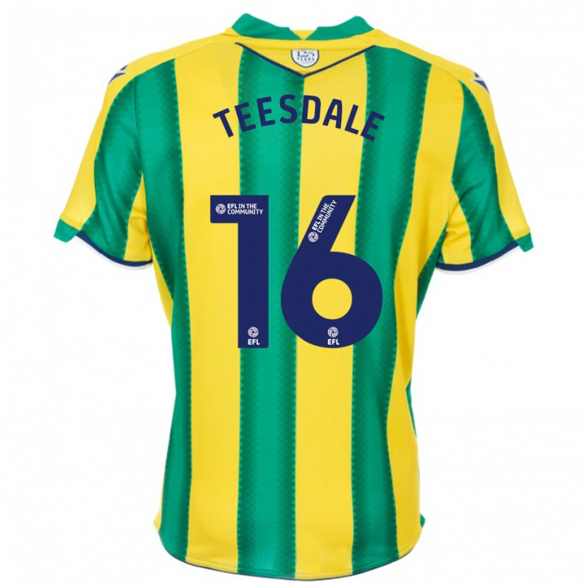 Danxen Uomo Maglia Finn Teesdale #16 Giallo Verde Kit Gara Away 2025/26 Maglietta