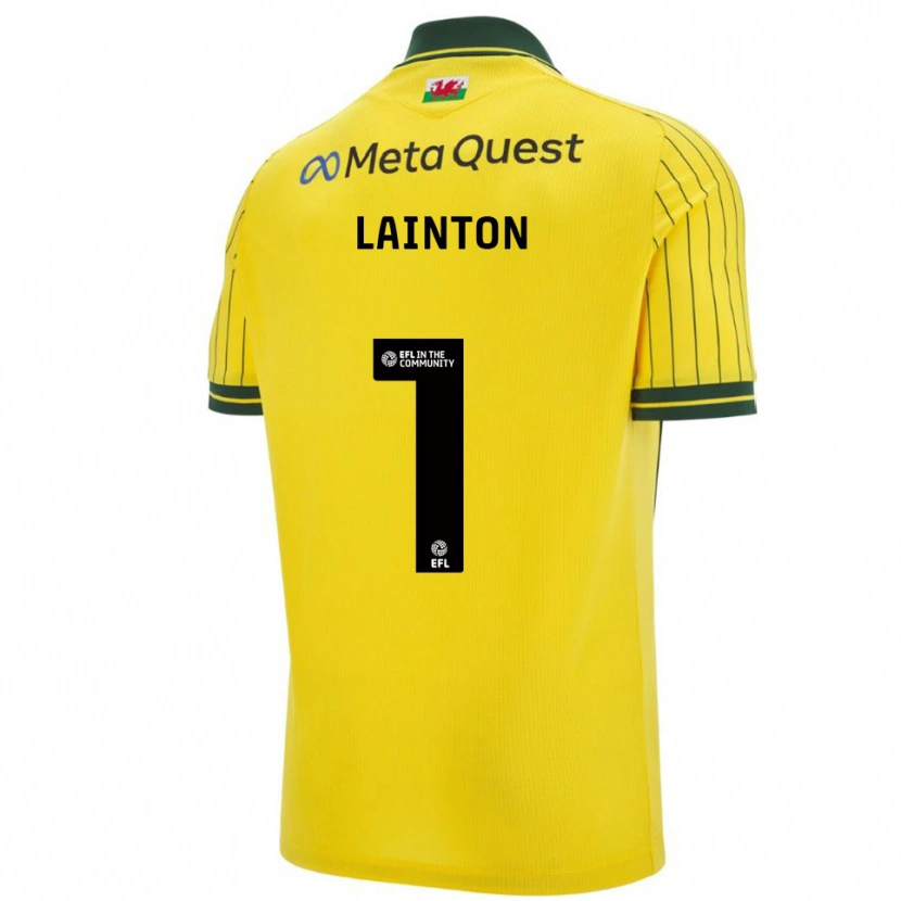 Danxen Uomo Maglia Rob Lainton #1 Giallo Verde Kit Gara Away 2025/26 Maglietta
