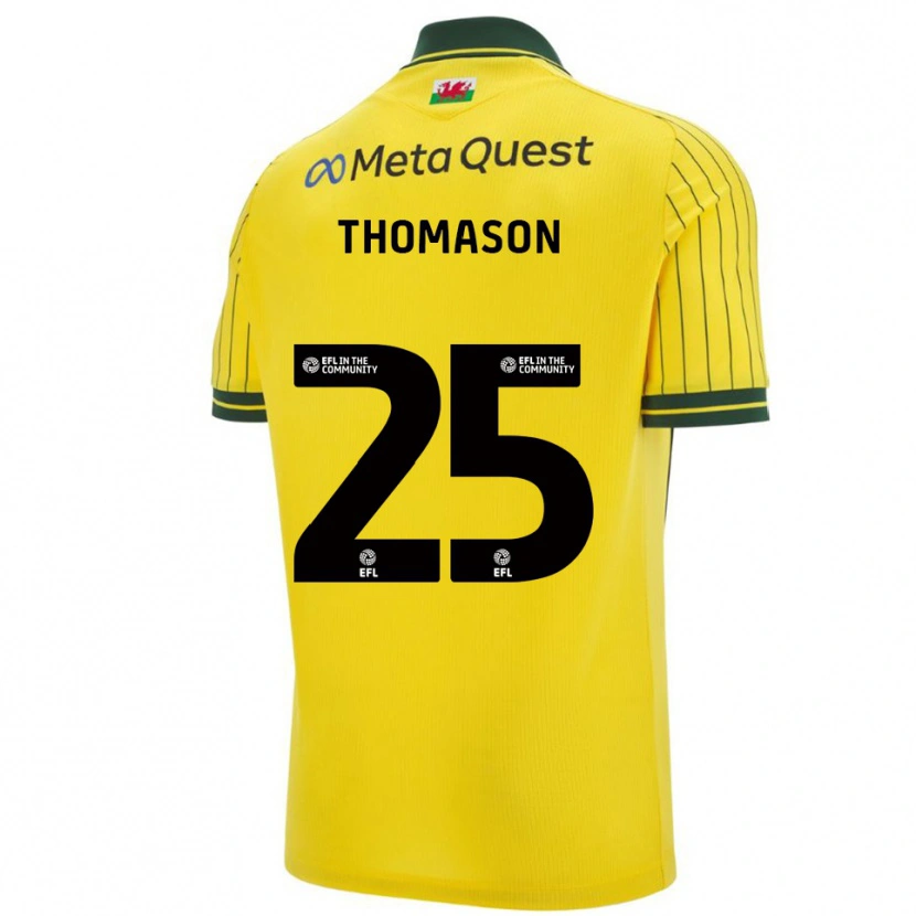 Danxen Uomo Maglia George Thomason #25 Giallo Verde Kit Gara Away 2025/26 Maglietta
