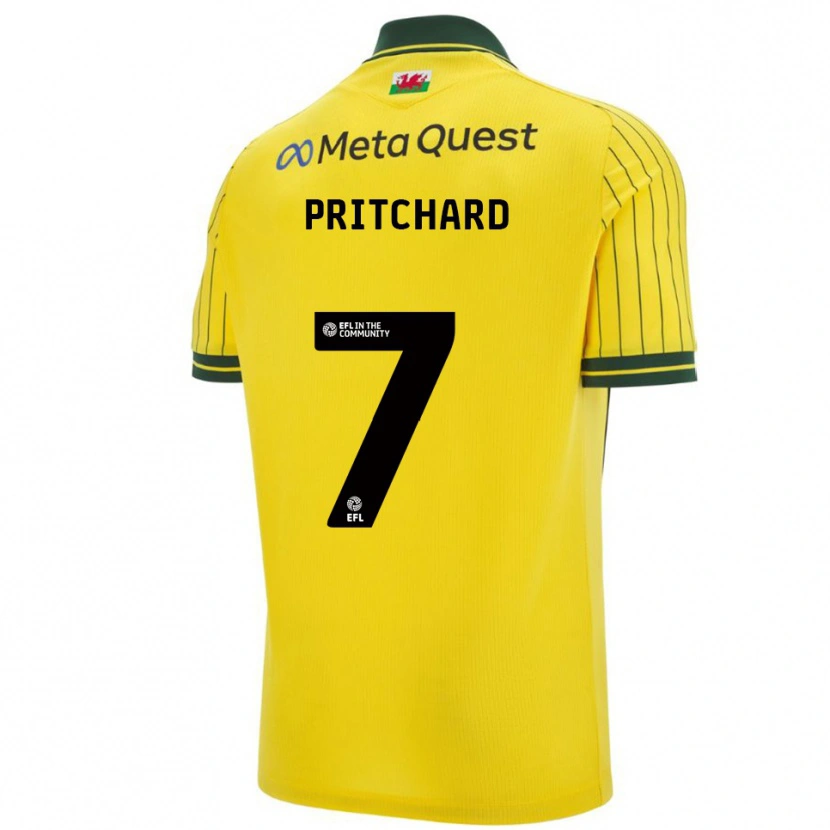 Danxen Uomo Maglia Rebecca Pritchard #7 Giallo Verde Kit Gara Away 2025/26 Maglietta