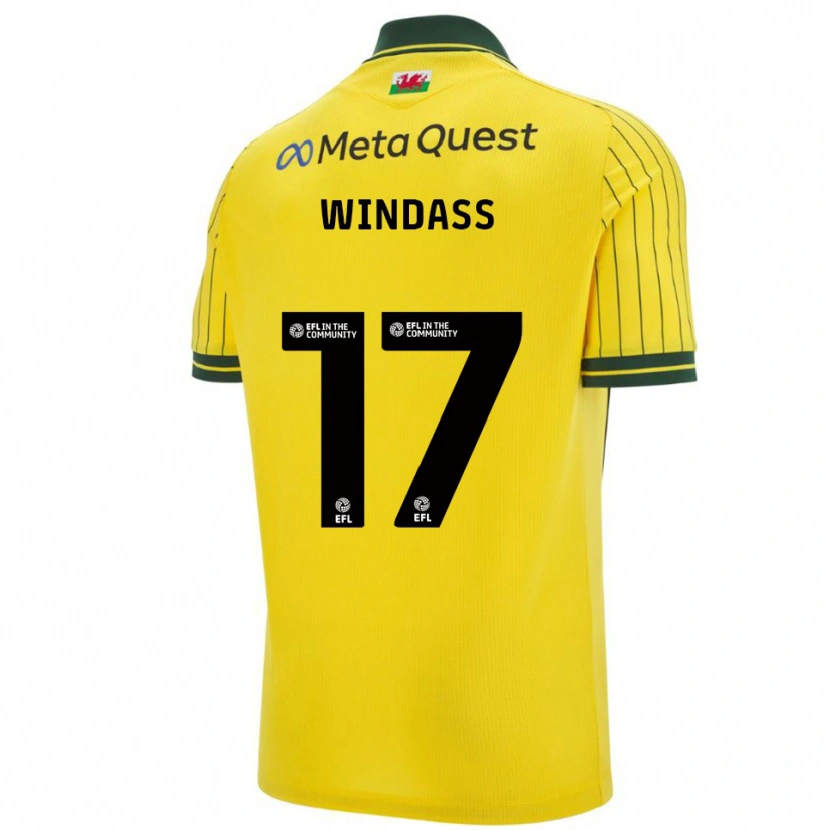 Danxen Uomo Maglia Josh Windass #17 Giallo Verde Kit Gara Away 2025/26 Maglietta