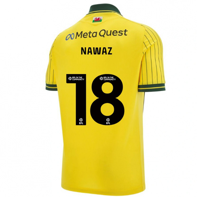 Danxen Uomo Maglia Umar Nawaz #18 Giallo Verde Kit Gara Away 2025/26 Maglietta