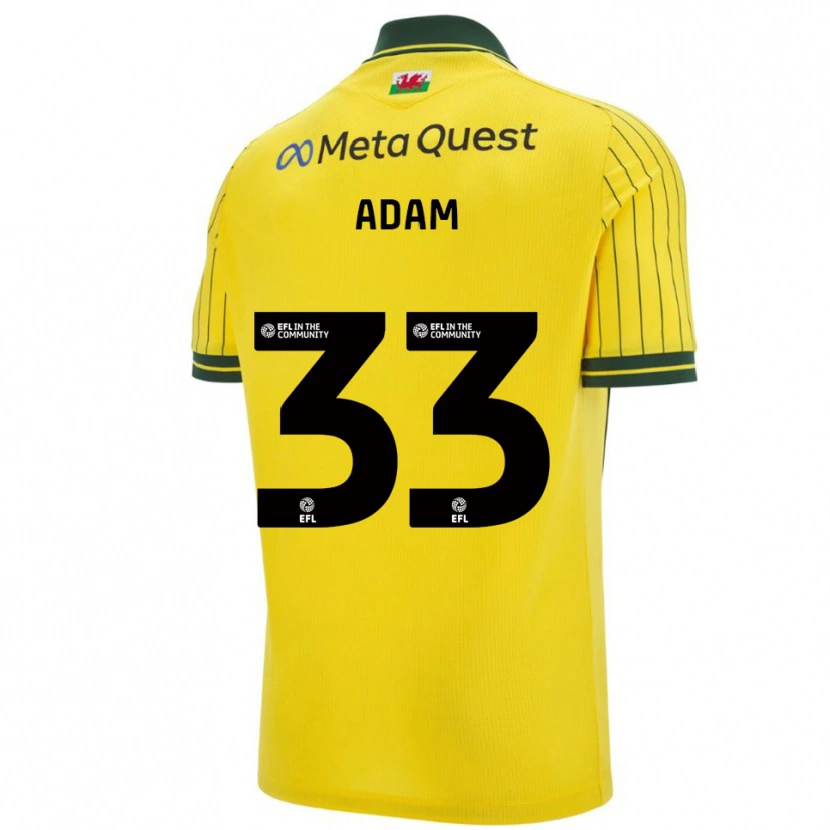 Danxen Uomo Maglia Josh Adam #33 Giallo Verde Kit Gara Away 2025/26 Maglietta