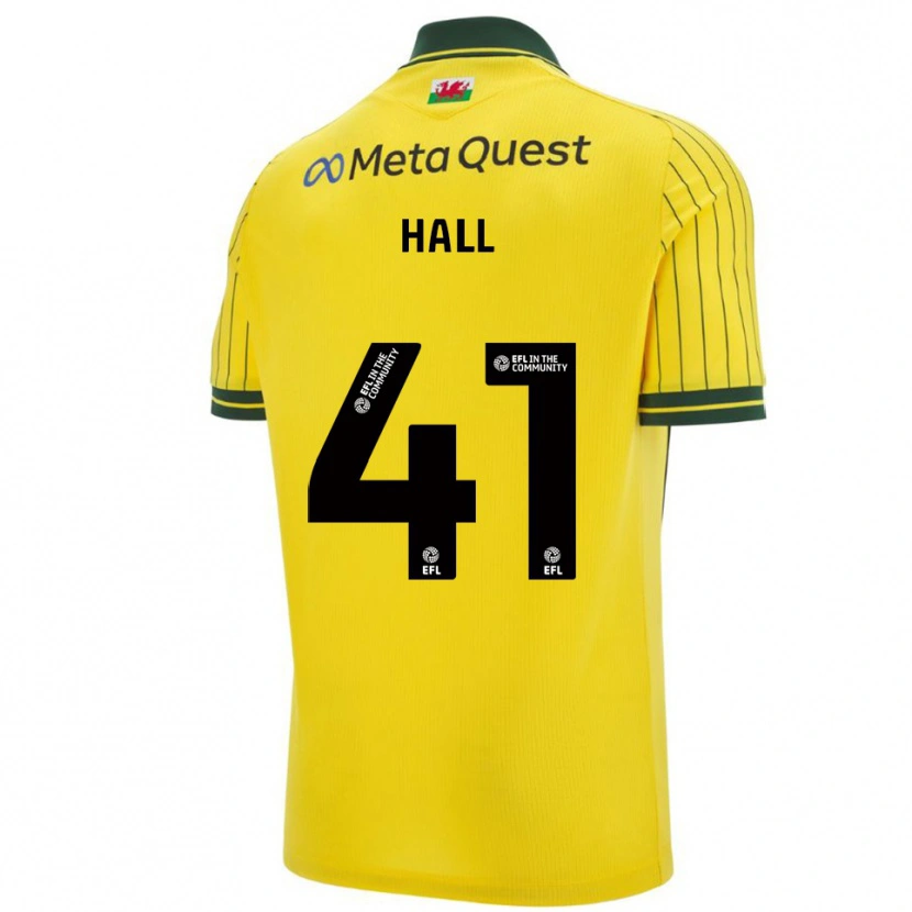 Danxen Uomo Maglia Liam Hall #41 Giallo Verde Kit Gara Away 2025/26 Maglietta