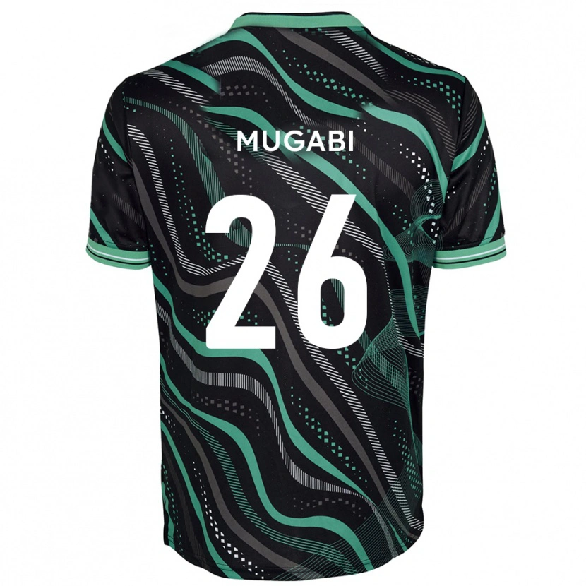 Danxen Uomo Maglia Bevis Mugabi #26 Nero Verde Kit Gara Away 2025/26 Maglietta