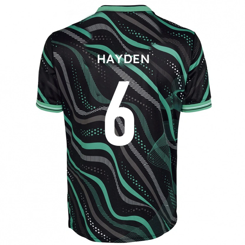 Danxen Uomo Maglia Aaron Hayden #6 Nero Verde Kit Gara Away 2025/26 Maglietta