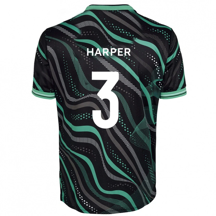 Danxen Uomo Maglia Cameron Harper #3 Nero Verde Kit Gara Away 2025/26 Maglietta