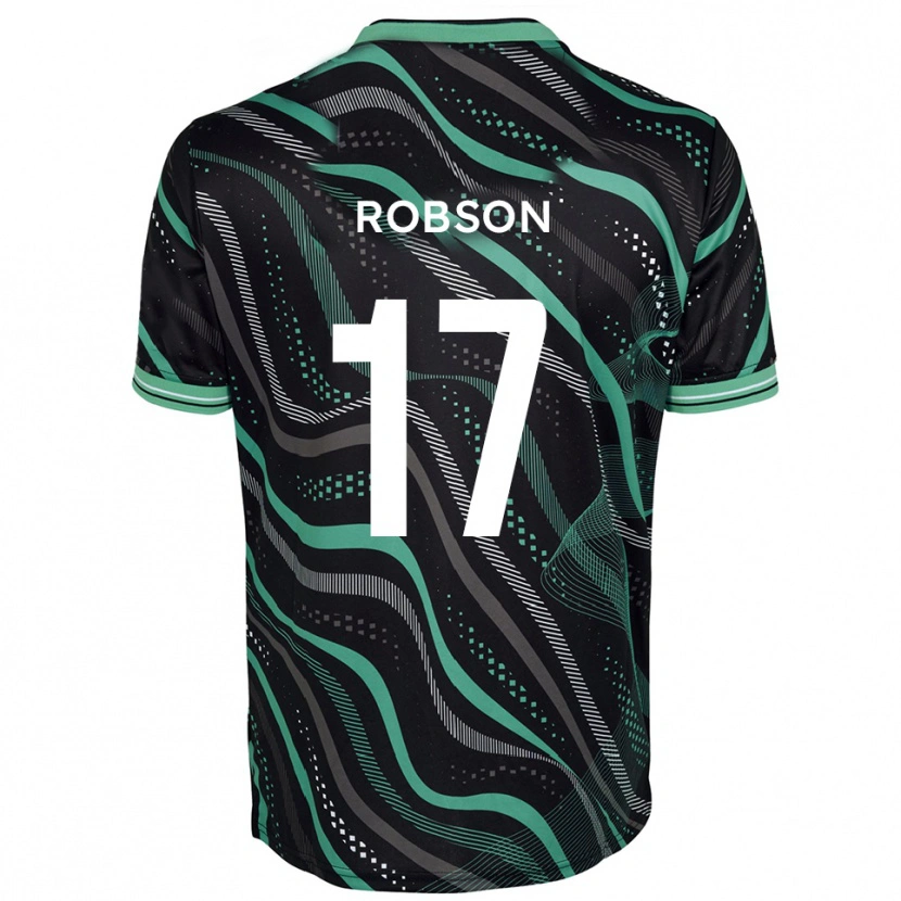 Danxen Uomo Maglia Ethan Robson #17 Nero Verde Kit Gara Away 2025/26 Maglietta