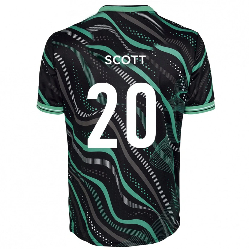 Danxen Uomo Maglia Cedwyn Scott #20 Nero Verde Kit Gara Away 2025/26 Maglietta