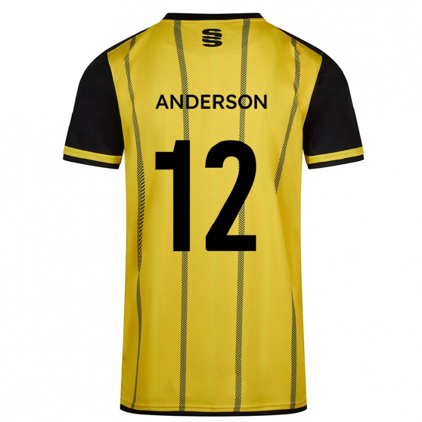 Danxen Uomo Maglia Zea Anderson #12 Giallo Nero Kit Gara Away 2025/26 Maglietta