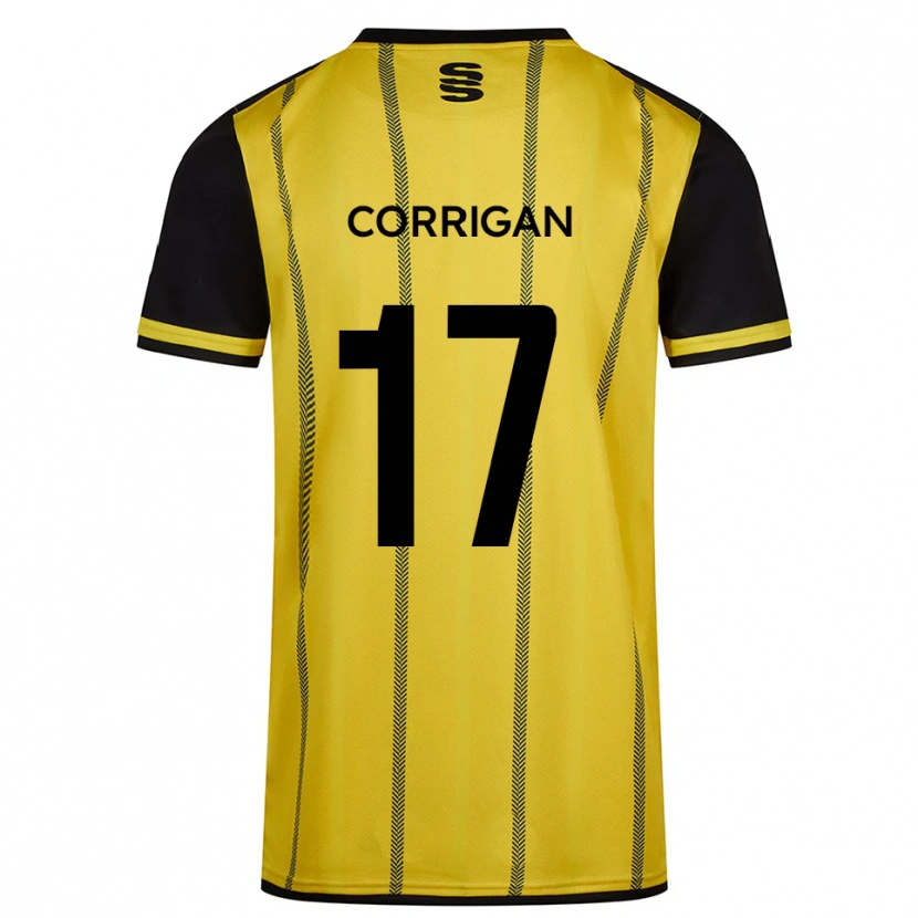 Danxen Uomo Maglia Niamh Corrigan #17 Giallo Nero Kit Gara Away 2025/26 Maglietta