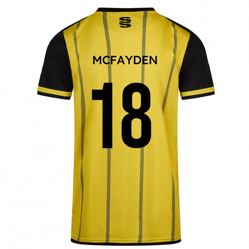 Danxen Uomo Maglia Lincoln Mcfayden #18 Giallo Nero Kit Gara Away 2025/26 Maglietta