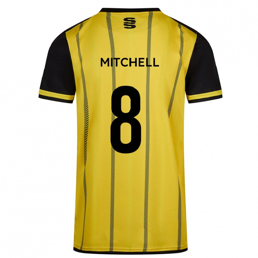Danxen Uomo Maglia Ethan Mitchell #8 Giallo Nero Kit Gara Away 2025/26 Maglietta