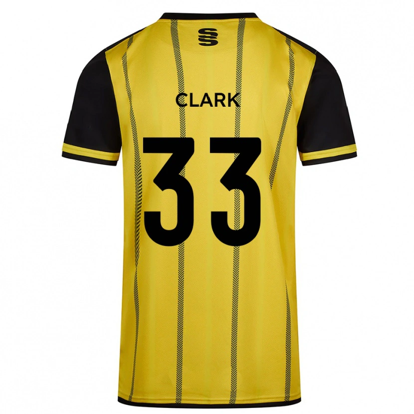 Danxen Uomo Maglia Charlie Clark #33 Giallo Nero Kit Gara Away 2025/26 Maglietta