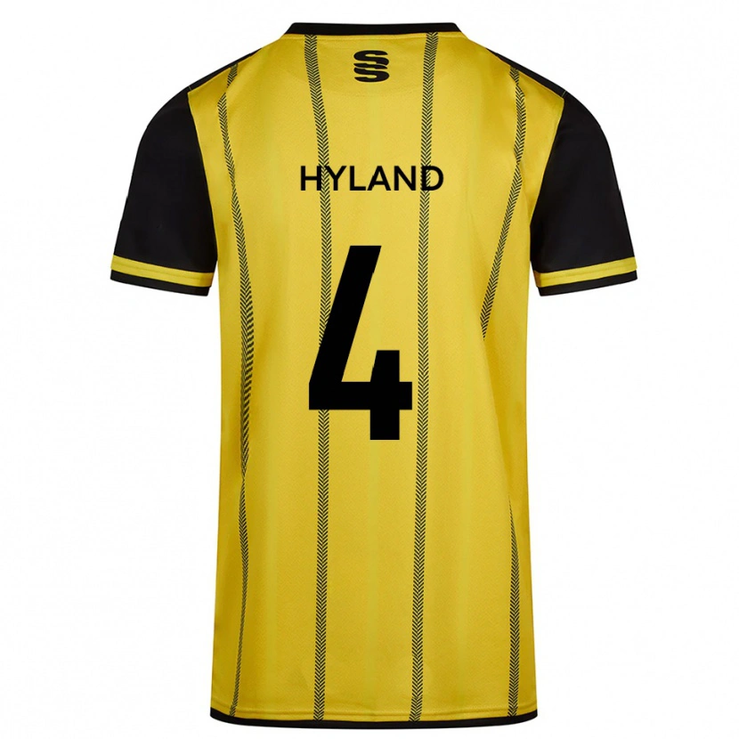 Danxen Uomo Maglia Mia Hyland #4 Giallo Nero Kit Gara Away 2025/26 Maglietta