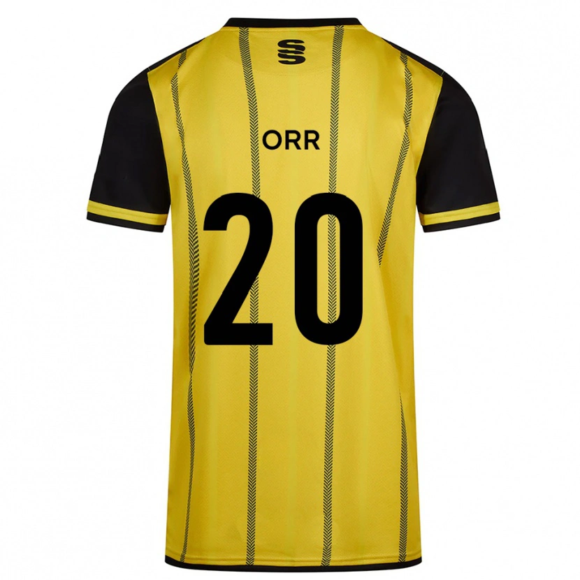 Danxen Uomo Maglia Oliver Orr #20 Giallo Nero Kit Gara Away 2025/26 Maglietta