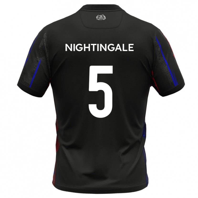 Danxen Uomo Maglia Will Nightingale #5 Nero Rosso Kit Gara Away 2025/26 Maglietta