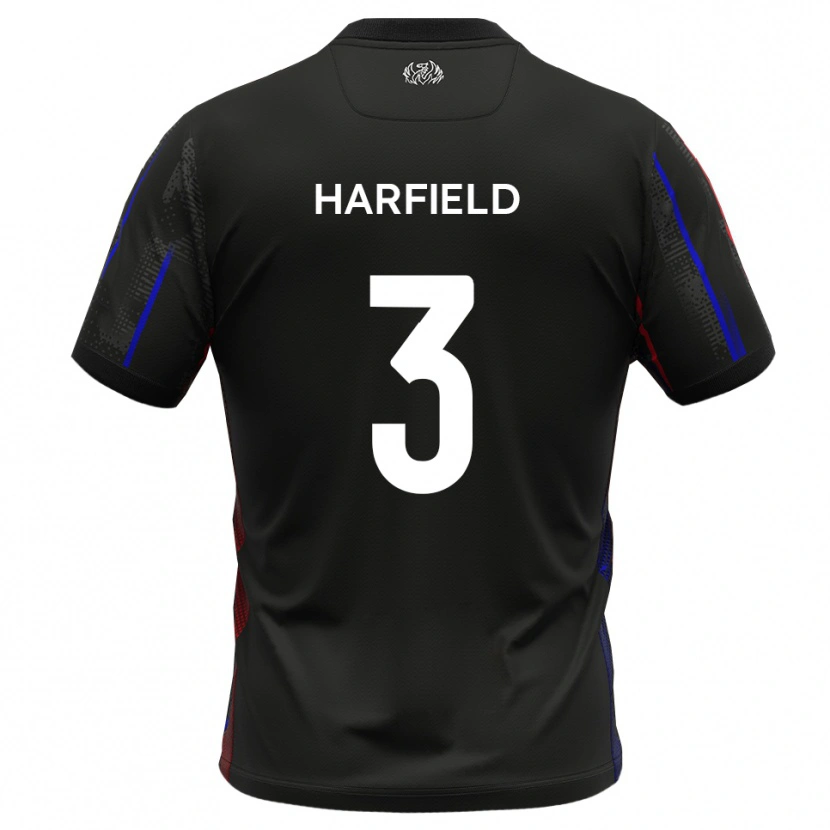 Danxen Uomo Maglia Ollie Harfield #3 Nero Rosso Kit Gara Away 2025/26 Maglietta