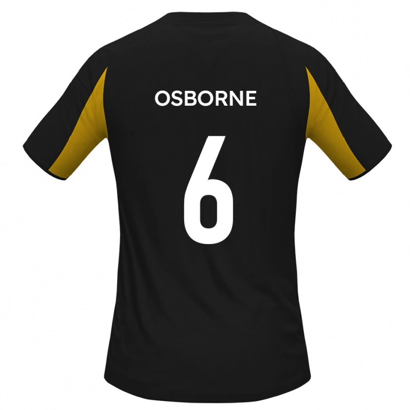 Danxen Uomo Maglia Elliot Osborne #6 Nero Giallo Kit Gara Away 2025/26 Maglietta