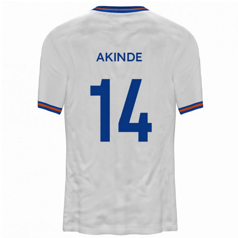 Danxen Uomo Maglia John Akinde #14 Bianco Blu Kit Gara Away 2025/26 Maglietta