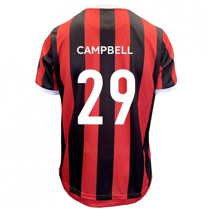 Danxen Uomo Maglia Tahvon Campbell #29 Rosso Nero Kit Gara Away 2025/26 Maglietta