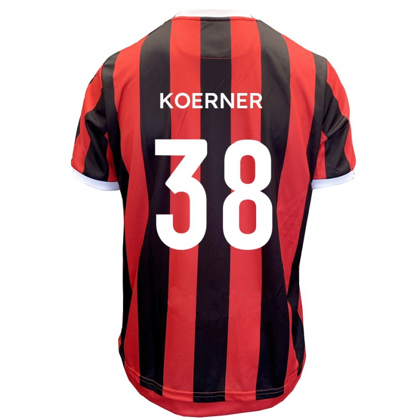 Danxen Uomo Maglia Corey Koerner #38 Rosso Nero Kit Gara Away 2025/26 Maglietta