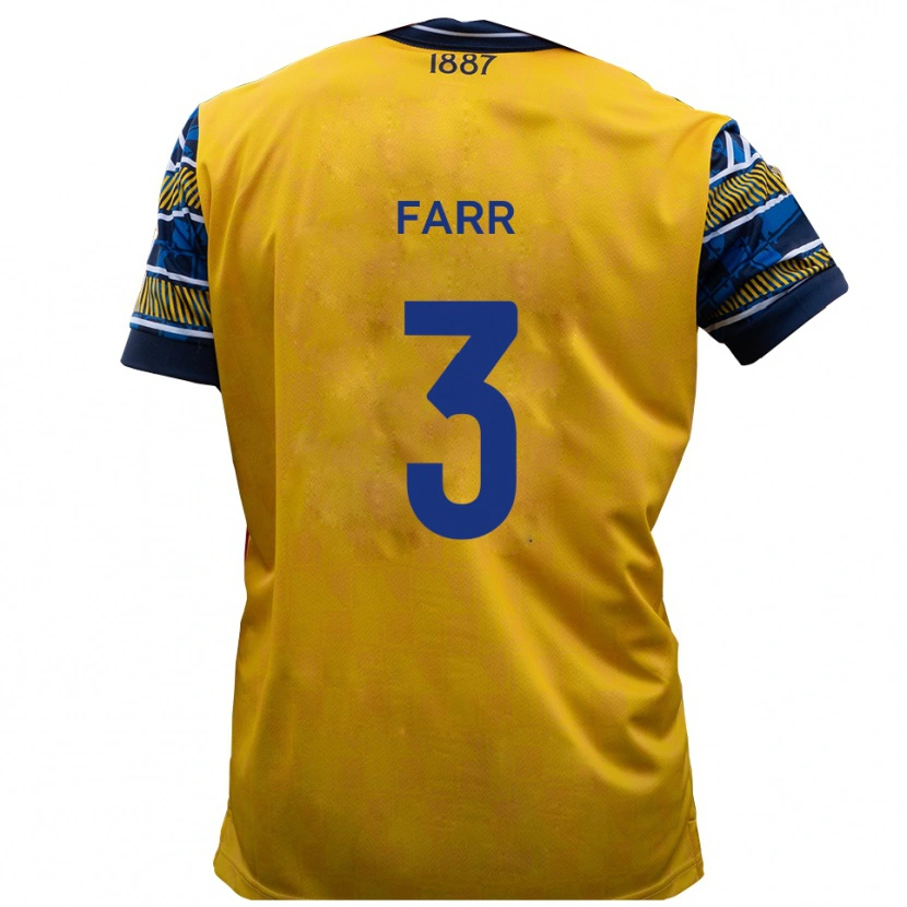 Danxen Uomo Maglia Jacob Farr #3 Giallo Nero Kit Gara Away 2025/26 Maglietta