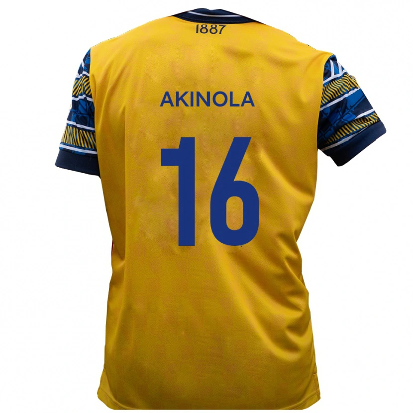 Danxen Uomo Maglia Tunji Akinola #16 Giallo Nero Kit Gara Away 2025/26 Maglietta