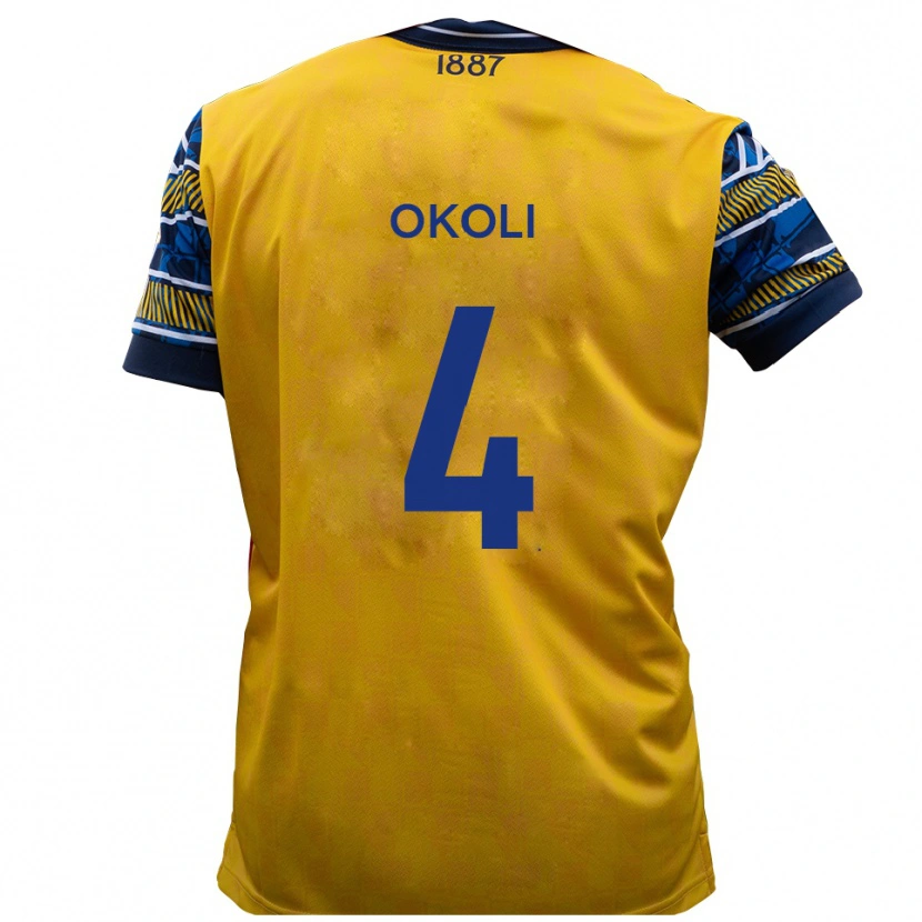 Danxen Uomo Maglia Chinwike Okoli #4 Giallo Nero Kit Gara Away 2025/26 Maglietta