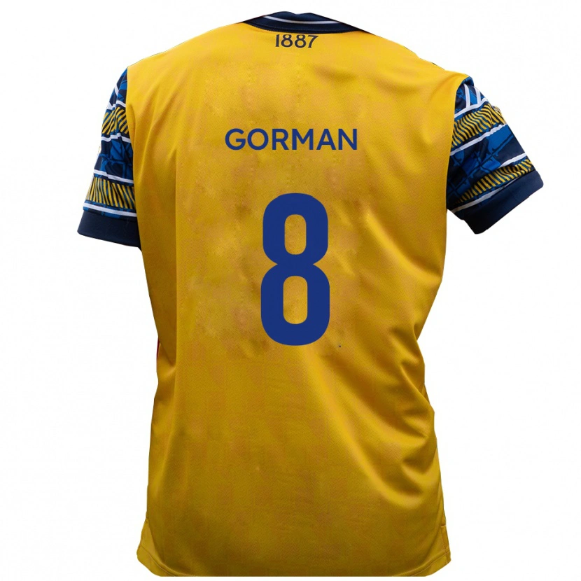 Danxen Uomo Maglia Dale Gorman #8 Giallo Nero Kit Gara Away 2025/26 Maglietta