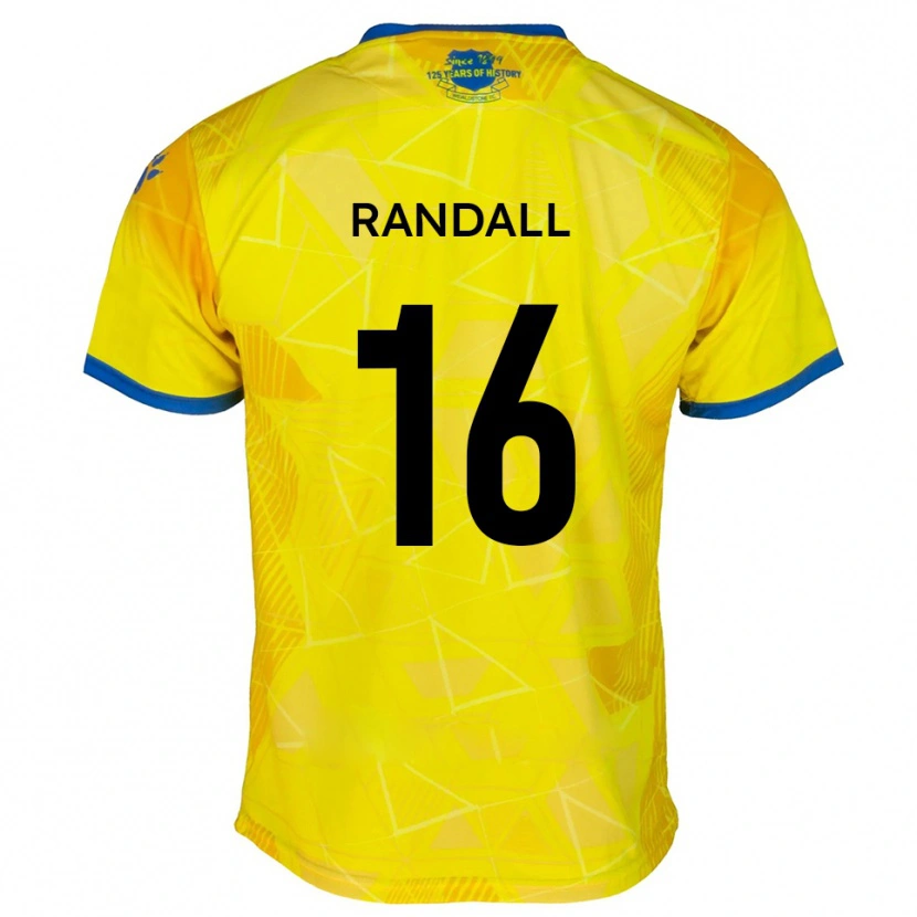 Danxen Uomo Maglia Will Randall #16 Giallo Blu Kit Gara Away 2025/26 Maglietta