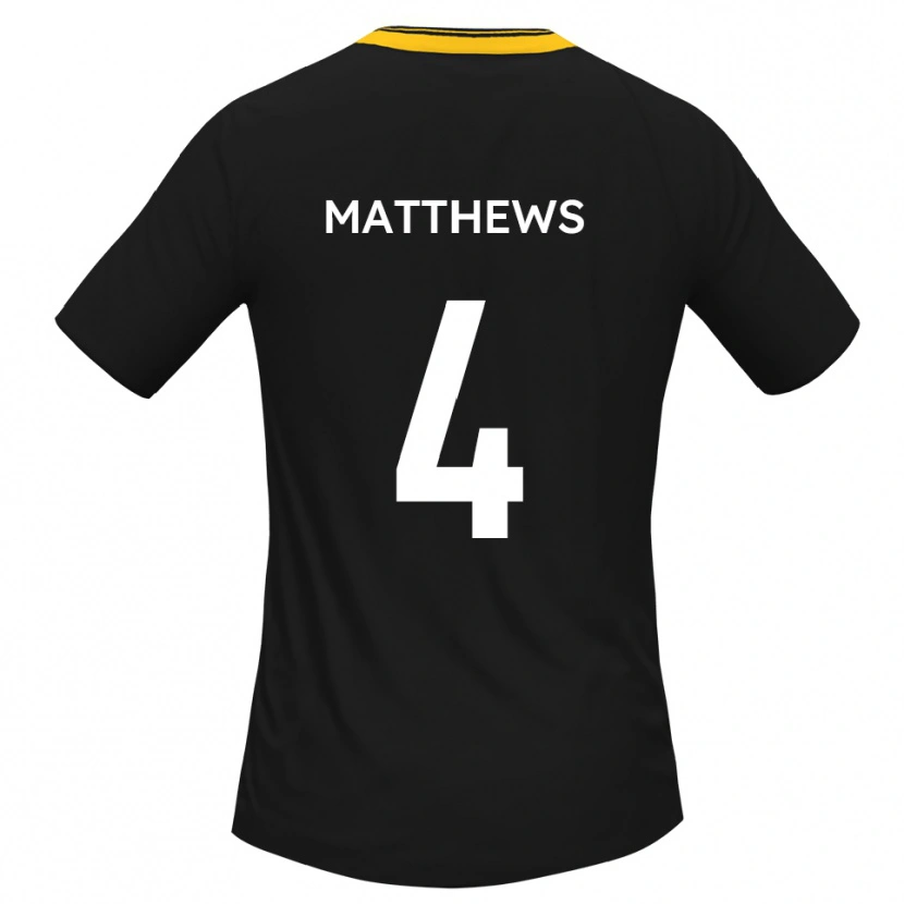 Danxen Uomo Maglia Anton Matthews #4 Nero Giallo Kit Gara Away 2025/26 Maglietta