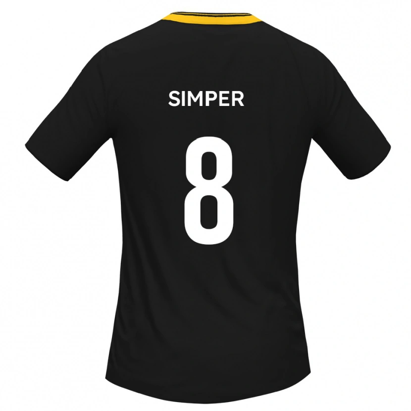 Danxen Uomo Maglia Lewis Simper #8 Nero Giallo Kit Gara Away 2025/26 Maglietta